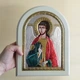 Серебряная икона с позолотой Ангел Хранитель, православная, в белой рамке - изображение 3