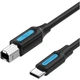 Кабель для принтера USB-C 2.0 to BM 1.5m 2A black VENTION (CQUBG) - зображення 1