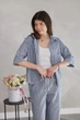 Костюм жіночий повсякдений-casual льон білий-синій 02-102 46р - изображение 2