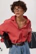 Вельветовая однотонная рубашка оверсайз Lurex Розовый One Size (7996) - изображение 5