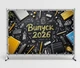 Баннер фотозона Выпуск 2026 школьная доска с меловыми рисунками и канцелярией фон 300x200см, №41312 - изображение 2