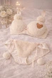 Комплект жіночої білизни Teddy Fluffy Cream з плюшевим топом та трусиками, розмір S - зображення 1