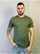 Базовая футболка мужская 100% хлопок хб удлиненная без принта Оливковый XL - изображение 1
