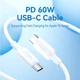 Кабель Vention USB 2.0 Type-C M-M, 1.0 м 60W White Nickel-Plated (TRCWF) - зображення 4