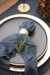 Марлевая салфетка столовая ручной работы VTILENE , Dark dusty blue, 45х45 см - изображение 2