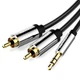 Кабель Vention 3.5 мм - 2RCA 5 м Hi-Fi, позолочені контакти, алюмінієвий сплав Чорний (BCFBJ) - зображення 1