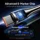 Кабель Vention USB 2.0 C Male to C Male 5A 100W PD 3.1 E-Marker Cable 1.2m Black Zinc Alloy Shell (CTXBAV) - изображение 5