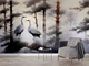 Фотошпалери флізелінові Print-walls Журавлі в туманному ліс 0399 350×270 см (Ш×В) - зображення 1