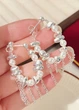 Серьги женские длинные жемчуженки с цепочками Fashion Jewelry Серебристые с белым 20443 - изображение 3