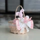 Пасхальная корзина 19х19х22см hand-made MIS LT бежевая с бело-розовым декором и зайчиком - изображение 2