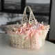 Пасхальная корзина 38х28см hand-made MIS LT бежевая с пудрово-розовым декором большая - изображение 1