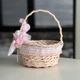 Пасхальная корзина 19х19х22см hand-made MIS LT бежевая с бело-розовым декором и зайчиком - изображение 4