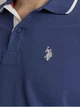 Чоловіча фудболка-поло U.S. Polo Assn: Slim Fit, 100% Cotton, персиковий трикотаж з аплікацією, Premium Quality L темно-синя - зображення 4