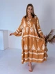 Жіноча сукня зі штапелю Saimeiqi, помаранчева з орнаментом, one size (2599-34) - зображення 1