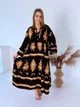 Жіноча сукня зі штапелю Saimeiqi,чорна з орнаментом, one size (2599-32) - зображення 1