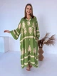 Жіноча сукня зі штапелю Saimeiqi, зелена з орнаментом, one size (2599-33) - зображення 1