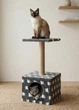 Кошачья когтеточка домик с полкой лежанкой для двух кошек 70 см напольная дряпка столбик джутовый темно-серый (ES60192) - изображение 1