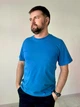 Базова футболка чоловіча 100% бавовна хб подовжена без принта Блакитний XL - зображення 1