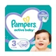 Дитячі підгузки 180 шт Pampers Active Baby розмір 3 (6-10 кг) Дитячі підгузники памперс з індикатором вологи та манжетами з подвійною щільністю Памперси преміум для дітей для нічного сну - зображення 2