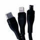 Кабель для заряджання 3 в 1 microUSB Type-C Lightning підтримка швидкого заряджання чорний - зображення 2