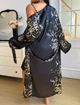 Комплект халат и ночная шелковая рубашка с цветочным принтом GOLDENSHIK Черный 3 XL (Vl 77) - изображение 5