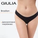 Женские трусы-бразилиана декорированы кружевом Giulia (L5128B-M) L Black-Черный, комфортные трусики из микрофибры, повседневное белье - изображение 1