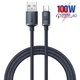Кабель Baseus Crystal Shine Series Fast Charging Data Cable USB to Type-C 100W 20V 5A 2м (CAJY000501) Black - зображення 1