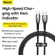 Кабель Baseus Glimmer Series Fast Charging Data Cable USB to Type-C 100W 20V 5A 1м (CADH000401) Black - изображение 10