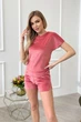 Женская велюровая пижама футболка и шорты, коралл, M 44-46 - изображение 1