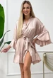 Халат женский с воланами из шелка сатина бежевый, размер M - изображение 1