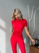 Спортивный женский комбинезон Zip Premium с акцентными силуэтными швами и коротким рукавом Открытая спина Без пуш-ап XS-S Красный (ZIP150RedS) - изображение 5