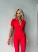 Спортивный женский комбинезон Zip Premium с акцентными силуэтными швами и коротким рукавом Открытая спина Без пуш-ап XS-S Красный (ZIP150RedS) - изображение 9