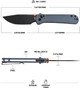 Ніж розкладний CJRB Pyrite J1960-BGY Nitro-V button lock Чорно-сірий G10 EDC (27980497) - зображення 3