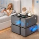 Приліжкова тумба з сенсорним LED-підсвічуванням, USB і Bluetooth SZXF01, з екошкіри, сіра - зображення 4