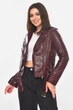 Куртка-косуха женская из экокожи бордового цвета Fashion размер 42-44 (210898) - изображение 1