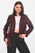 Куртка-косуха женская из экокожи бордового цвета Fashion размер 42-44 (210893) - изображение 2