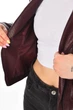 Куртка-косуха женская из экокожи бордового цвета Fashion размер 42-44 (210899) - изображение 4