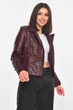 Куртка-косуха женская из экокожи бордового цвета Fashion размер 40-42 (210881) - изображение 2