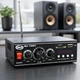 Усилитель звука для колонок 2-канальный с Bluetooth, USB, SD, AUX и FM-радио, портативный стереоусилитель мощности с пультом управления для акустики, дома и авто, питание 12V/220V Черный, BM-700BT - изображение 1