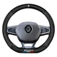 Кожаный чехол на руль Renault (D) Sport Brend (37-39см),черный с вставкой с углеволокна - изображение 2