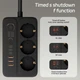 Подовжувач мережевий EU 1.5 м з таймером 1–24 год, 3 розетки, 3 USB та 3 Type-C, настільний Power Strip - зображення 3
