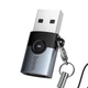 Перехідник HOCO Victory USB male to Type-C female adapter UA46B |USB3.0, 60W, LED| Grey - зображення 3