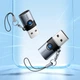 Перехідник HOCO Victory USB male to Type-C female adapter UA46B |USB3.0, 60W, LED| Grey - зображення 7