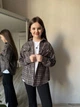 Рубашка для девочки подростковая детская в клетку сорочка оверсайз из фланели хлопковая байковая с длинным рукавом IRmAS 1350 рост размер 140 коричневая шоколадная - изображение 2