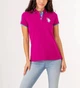 Женская футболка-поло U.S. Polo Assn. Old Money Style с контрастной отделкой и цифрой 3 на плече (Cotton & Viscose) S Бордовая - изображение 1