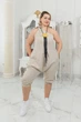 Лляний жіночий комбінезон VIL'NI Дельвіна бежевий 48 - зображення 1