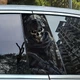 Накладки наклейки на стойки дверей авто ARB 3D TUNING STUDIO воин череп 500х220х0.080мм=2штуки - изображение 1