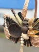 Пасхальная плетеная корзина "Лодочка" из натуральной лозы с текстильным декором для пасхи / пасхальная корзина с декором / праздничная корзина ручной работы для Пасхи, натуральная с темно коричневой - изображение 3