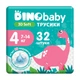 Дитячі підгузки-трусики Dino Baby 3D Soft розмір 4 (7-14 кг), 4*32 шт Дитячі одноразові підгузники Pants з індикатором вологи та миттєвим поглинанням Памперси трусиками пантс для дітей - зображення 3