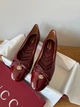 Женские балетки в стилі Gucci из натуральной кожи бордо бургунди 40(25) - изображение 1